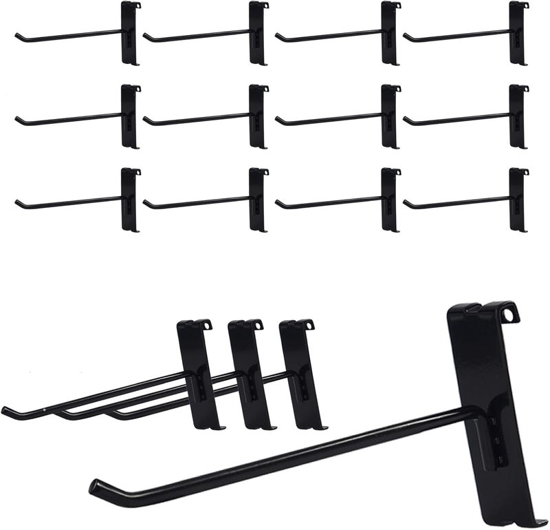 NEESEEYEE Gridwall Hooks 6 Inch, 12PC Heavy Duty Black Display Hooks for Grid Wall Panels, Grid Wall Accessory for Retail Store, Home Stroage, Garage, Trade Show - Image 1